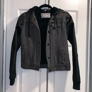 Leather/Gray Denim Jacket
